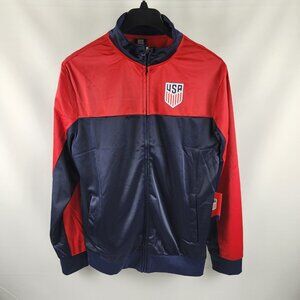 USA Jacket Mens Large Blue Red Colorblock Performance Full Zip NWT